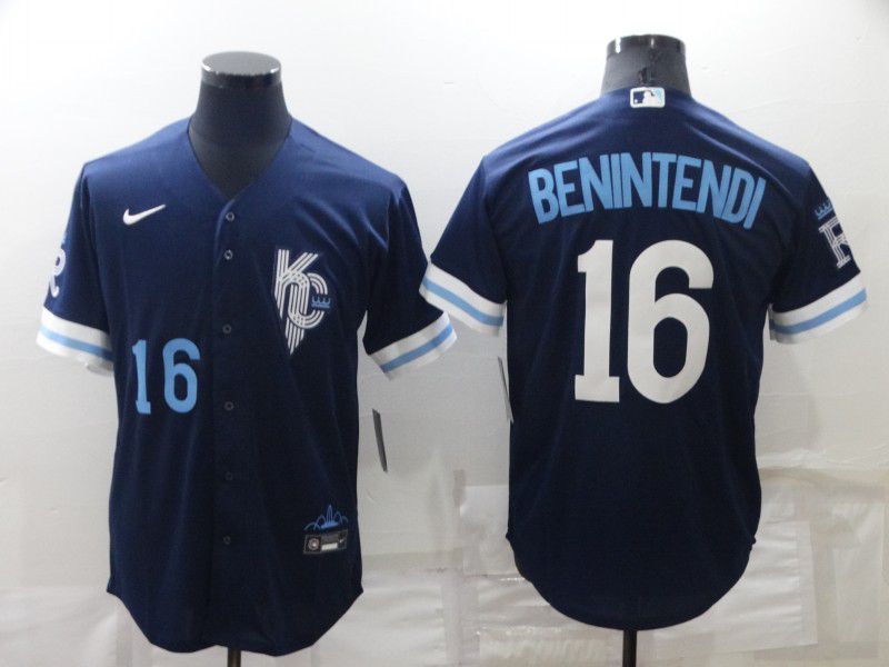 Men Kansas City Royals #16 Benintendi Blue City Edition Game Nike 2022 MLB Jersey